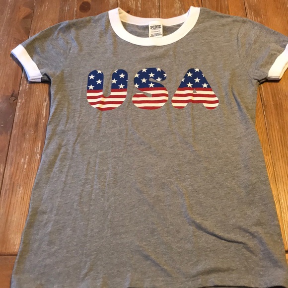PINK Victoria's Secret Tops - NEW VS PINK Americana Ringer tee
